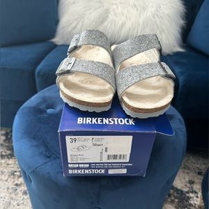 Grey wool Birkenstock slides - pre- owned worn 1 time excellent condition size39